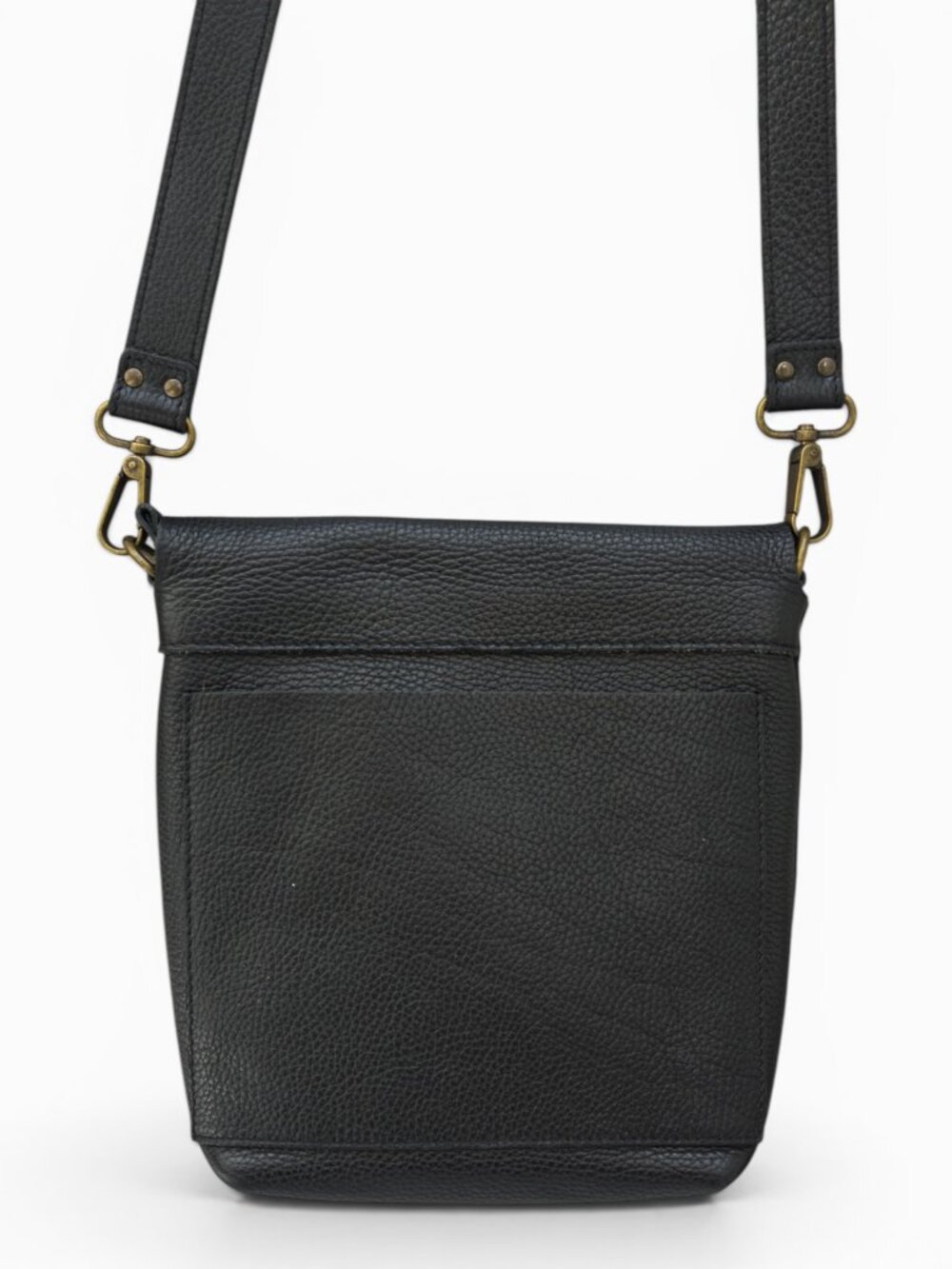 11600 Leather Goods Black Pebbled Leather Crossbody, Made in Spain - Picture 5 of 9